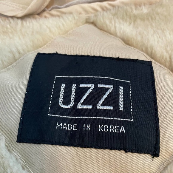 Vintage Uzzi Sherpa Quilted Lined Trench Coat Womens 11/12 Large Tan Khaki Korea - Picture 6 of 16